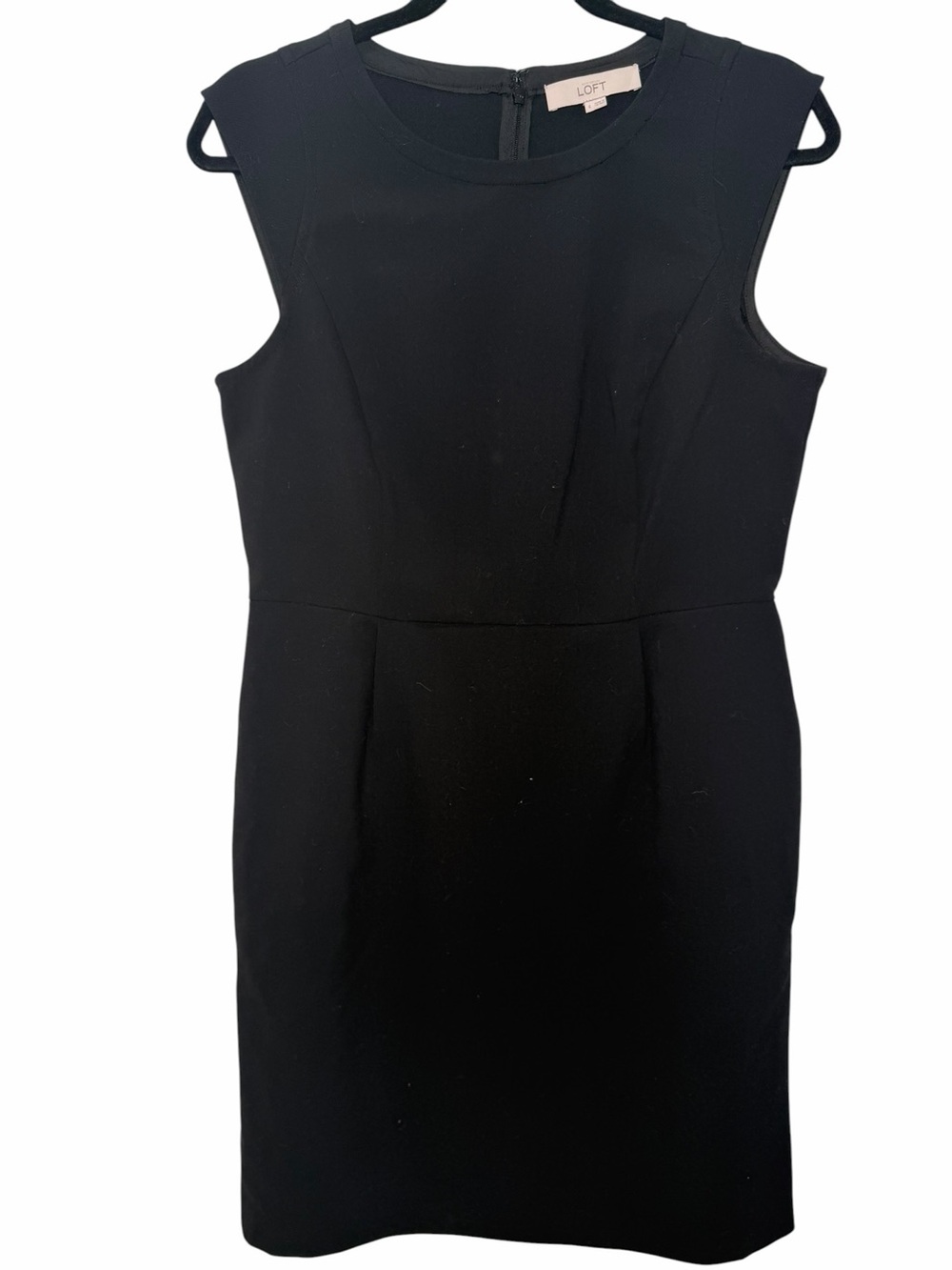 LOFT Black Sheath Dress Size 6 Career Minimalist Stretch Midi Classic Timeless - Picture 3 of 8